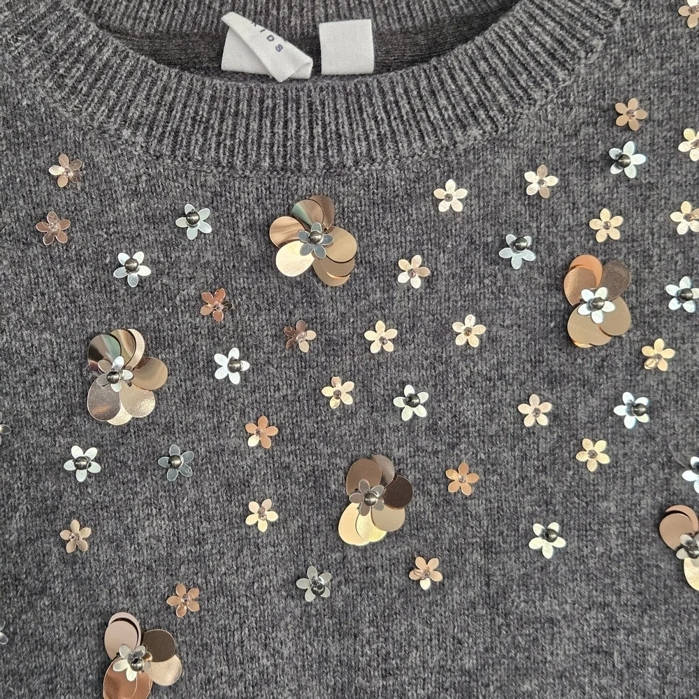 GAP Gray Kids Sweater with Floral Accents